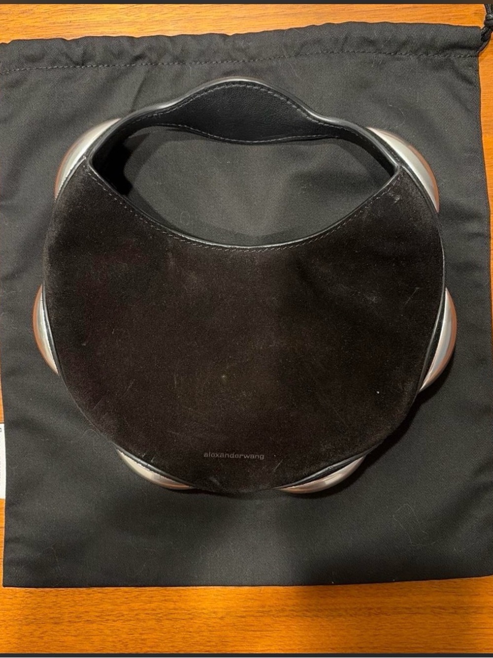 Alexander Wang Black Suede Crescent Top-Handle Bag